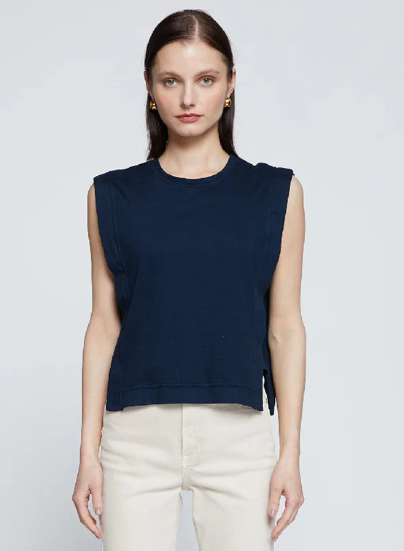 Cloud Jersey Boxy Muscle Tee in New Navy