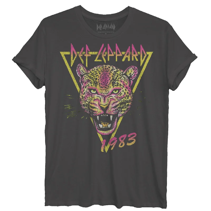 Def Leppard Neon Cat Rolled Sleeve Boyfriend Tee