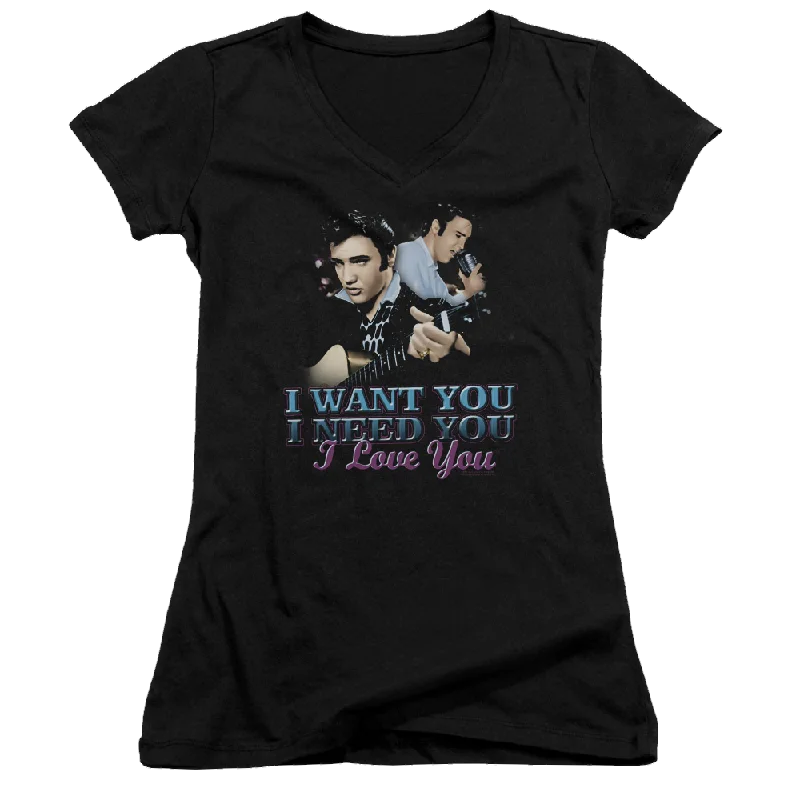 Elvis Presley I Want You - Juniors V-Neck T-Shirt