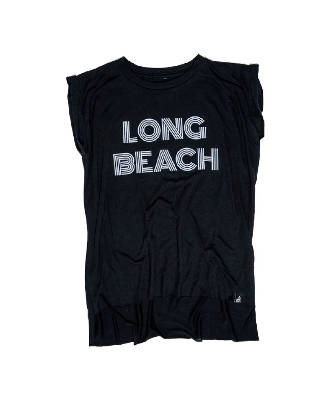 Monoton Women’s Black Flowy Muscle T-Shirt Wool Fabric Cashmere Fabric Tweed Fabric
