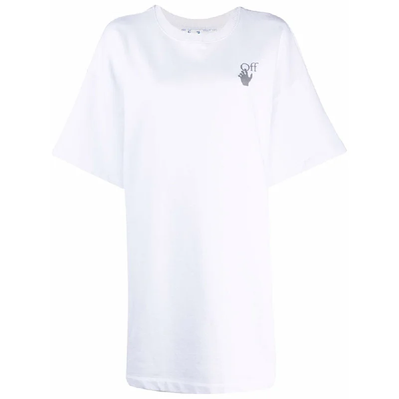 Off-White Women's Chine Floral Arrows Snap Cotton T-Shirt Dress White Fitted T-Shirt Seamless Stretchy Off-White Women's Chine Floral Arrows Snap Cotton T-Shirt Dress White Fitted T-Shirt Seamless Stretchy