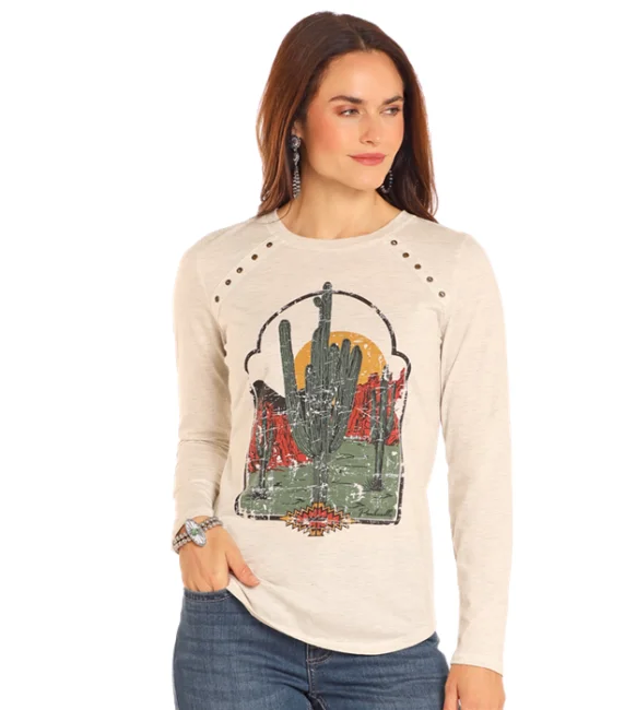 Panhandle Women's Natural Desert Scene Long Sleeve Tee LW22T04675