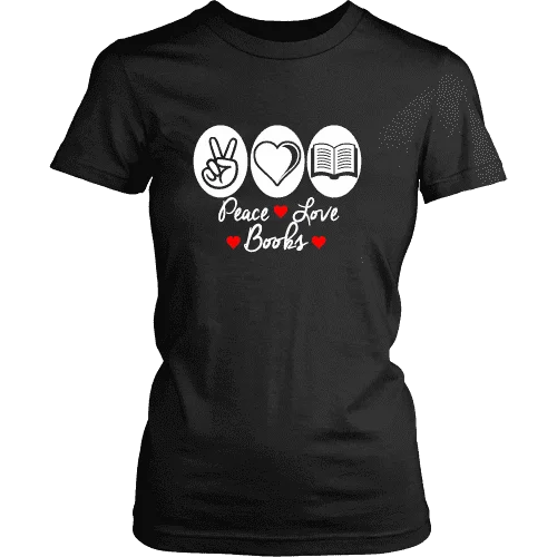 Peace, Love, Books Fitted T-shirt