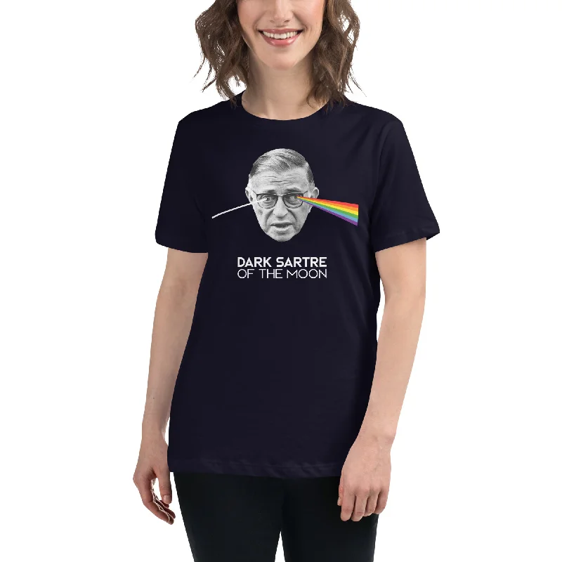 Peak Absurdism - The Dark Sartre Of The Moon - Women's T-Shirt Ribbed Striped Patterned Peak Absurdism - The Dark Sartre Of The Moon - Women's T-Shirt Ribbed Striped Patterned