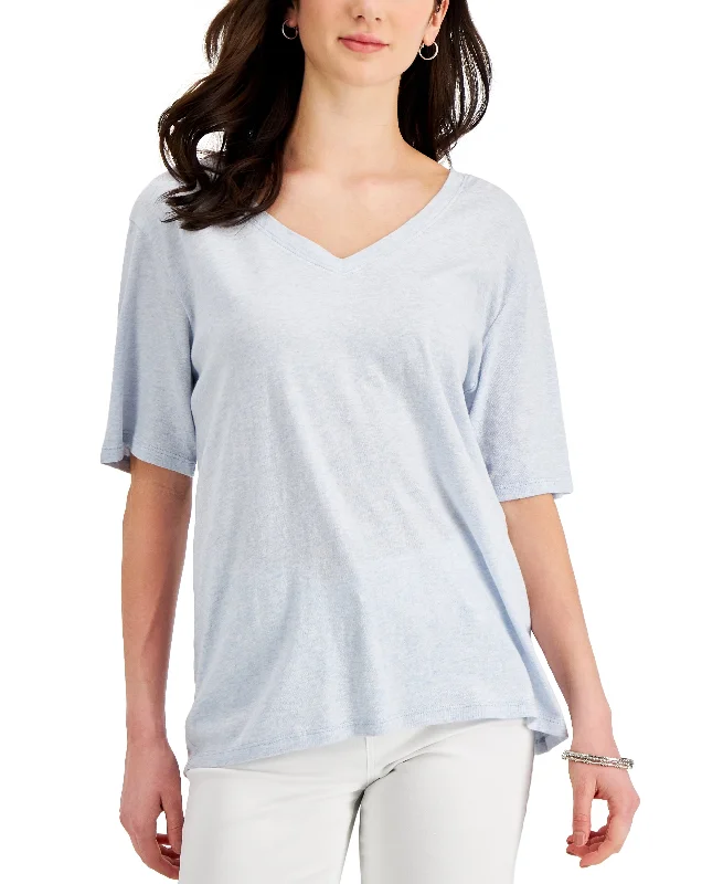 Style & Co Womens Cotton Oversized V Neck T-Shirt