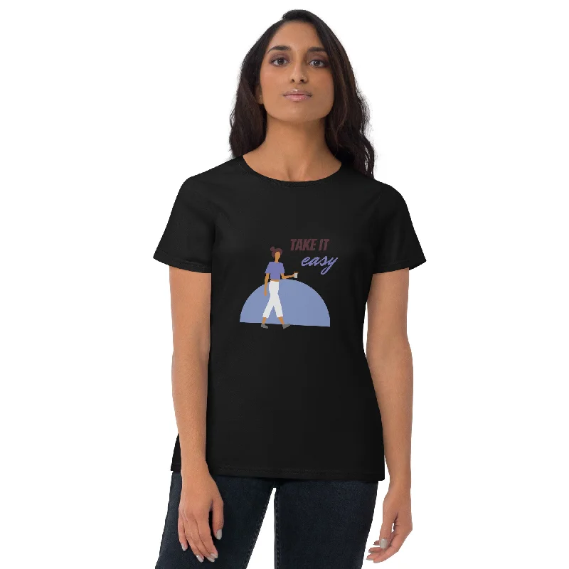 Take It Easy Women's short sleeve T-Shirt Nylon Fabric Polyester Fabric Spandex Fabric Take It Easy Women's short sleeve T-Shirt Nylon Fabric Polyester Fabric Spandex Fabric