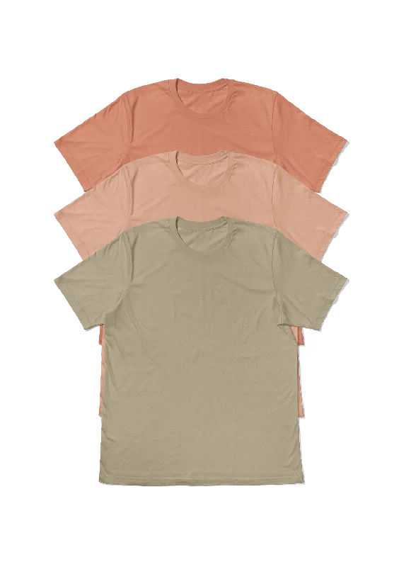Sun-Kissed Serenity: Women's Original Boyfriend T-Shirt - 3-Pack Terry Blend Velvet Blend Canvas Blend Sun-Kissed Serenity: Women's Original Boyfriend T-Shirt - 3-Pack Terry Blend Velvet Blend Canvas Blend