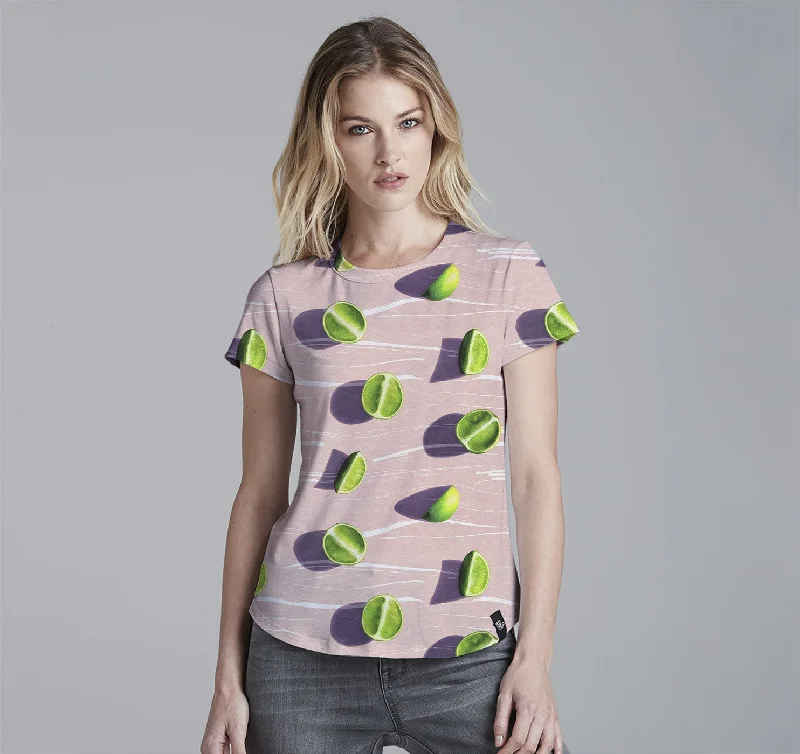 Womens Crew Tee, Limes Houndstooth Herringbone Solid