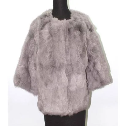 Cropped Fur Jacket- Grey