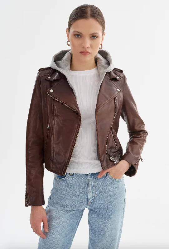 Holy Leather Biker Jacket - Chocolate Brown