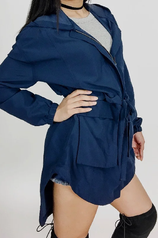 Aida, Long sleeve zip up navy cargo jacket