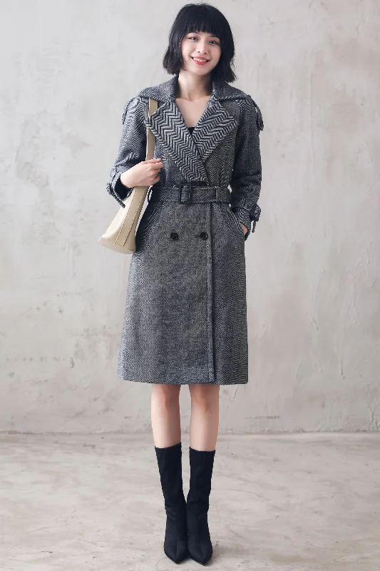 Wool coat, Tweed Herringbone Tailored Fit wool jacket 310401