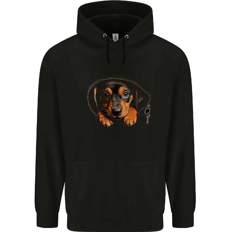 A Dachshund Puppy in a Pocket Dog Mens 80% Cotton Hoodie Hoodie with Turtle Neck Cozy Winter A Dachshund Puppy in a Pocket Dog Mens 80% Cotton Hoodie Hoodie with Turtle Neck Cozy Winter