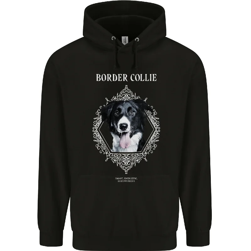 A Decorative Border Collie Mens 80% Cotton Hoodie Hoodie with Monochrome Minimalist Simple A Decorative Border Collie Mens 80% Cotton Hoodie Hoodie with Monochrome Minimalist Simple
