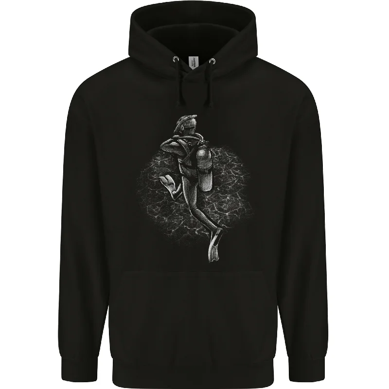 A Scuba Diver Entering the Water Diving Dive Mens 80% Cotton Hoodie