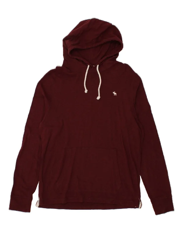 ABERCROMBIE & FITCH Mens Hoodie Jumper Large Brown Cotton Hoodie with Applique Textured Unique ABERCROMBIE & FITCH Mens Hoodie Jumper Large Brown Cotton Hoodie with Applique Textured Unique