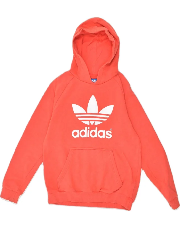 ADIDAS Boys Graphic Hoodie Jumper 13-14 Years Red Cotton