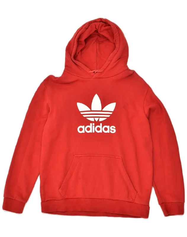 ADIDAS Mens Graphic Hoodie Jumper Medium Red Cotton