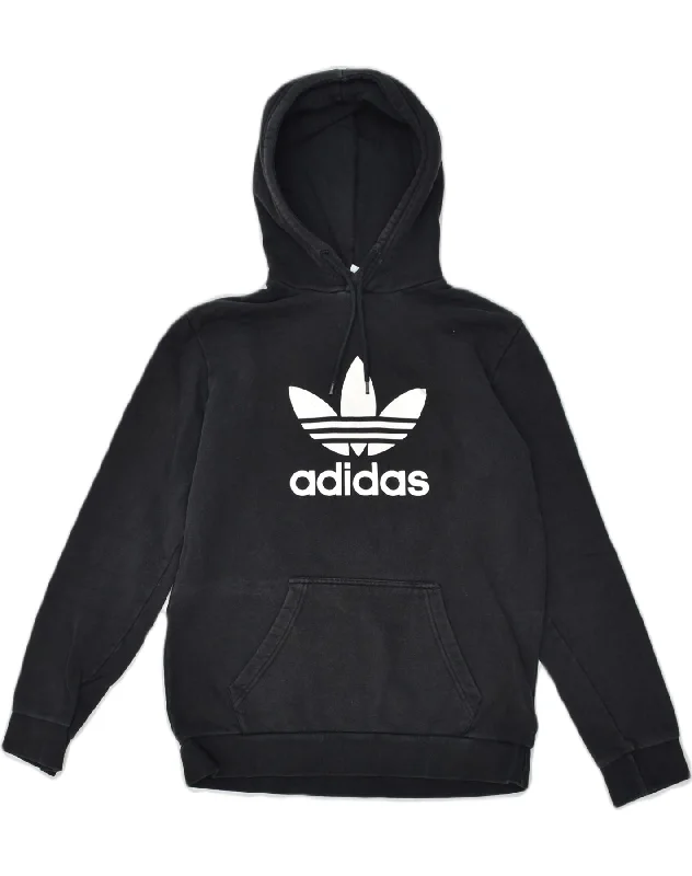 ADIDAS Mens Graphic Hoodie Jumper Small Black Cotton