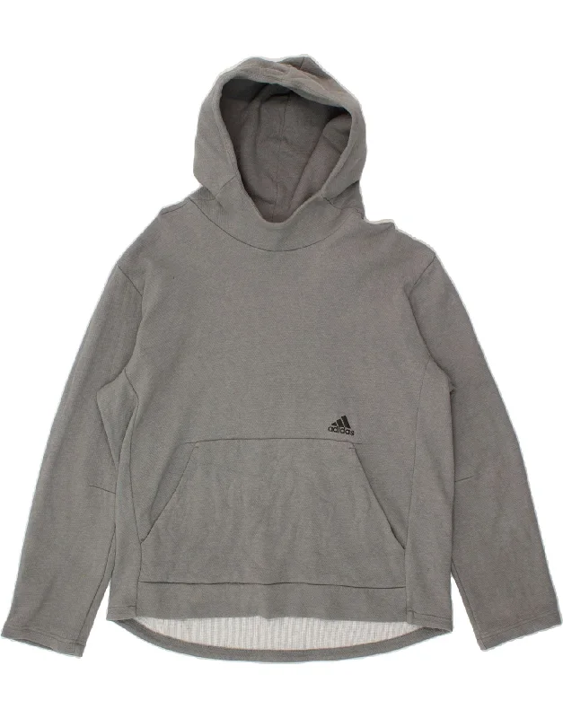 ADIDAS Mens Hoodie Jumper Large Grey Cotton