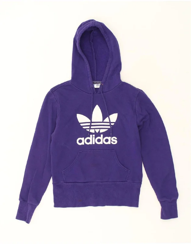 ADIDAS Womens Graphic Hoodie Jumper EU 36 Small Purple Cotton