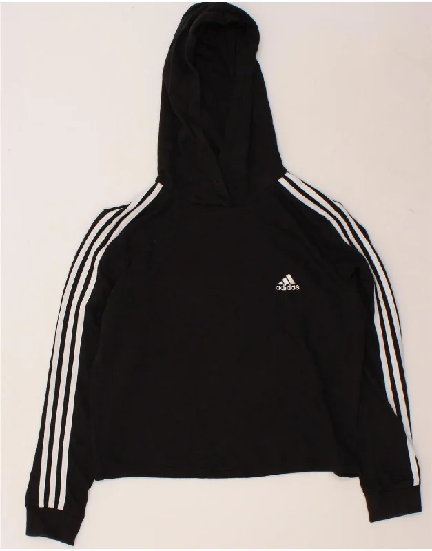 ADIDAS Womens Oversized Hoodie Jumper UK 12/14 Medium Black Cotton Hoodie with Hem Fringe Bohemian Relaxed ADIDAS Womens Oversized Hoodie Jumper UK 12/14 Medium Black Cotton Hoodie with Hem Fringe Bohemian Relaxed