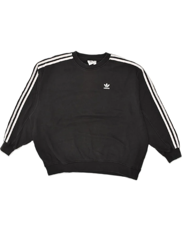 ADIDAS Womens Oversized Sweatshirt Jumper UK 6 XS  Black Cotton