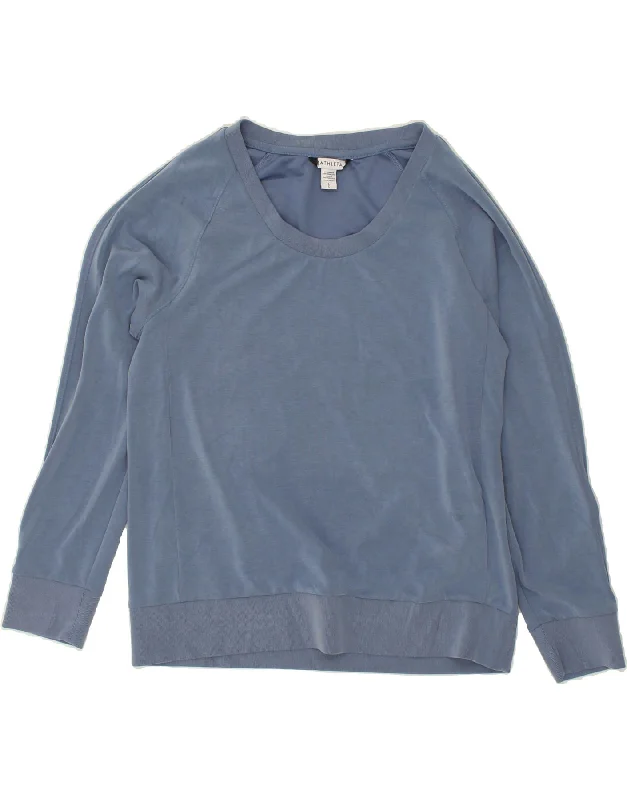 ATHLETA Womens Sweatshirt Jumper UK 16 Large Blue Polyacrylic Hoodie with Color Block Contrast Stylish ATHLETA Womens Sweatshirt Jumper UK 16 Large Blue Polyacrylic Hoodie with Color Block Contrast Stylish