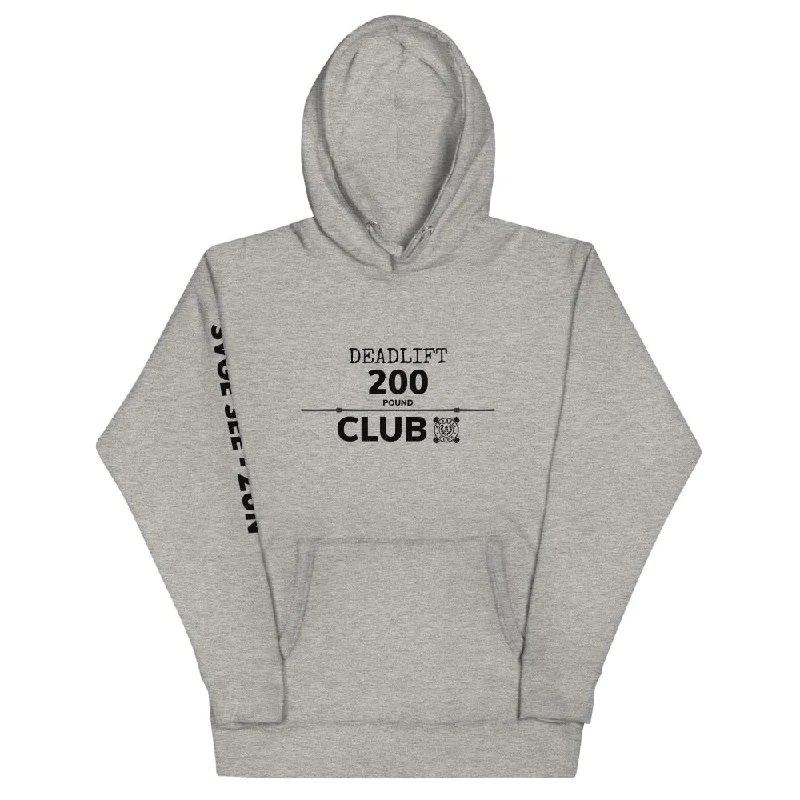 'Barbell Club' 200lb Deadlift Club Unisex Hoodie Hoodie with Drawstring Waist Adjustable Fitted 'Barbell Club' 200lb Deadlift Club Unisex Hoodie Hoodie with Drawstring Waist Adjustable Fitted