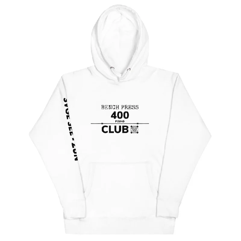 'Barbell Club' 400lb Bench Press Club Unisex Hoodie Hoodie with Hem Ribbing Snug Secure 'Barbell Club' 400lb Bench Press Club Unisex Hoodie Hoodie with Hem Ribbing Snug Secure
