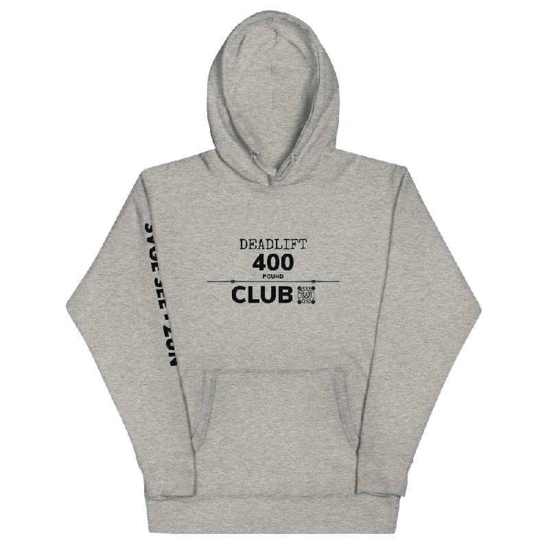 'Barbell Club' 400lb Deadlift Club Unisex Hoodie Hoodie with Full-Zip Functional Layering 'Barbell Club' 400lb Deadlift Club Unisex Hoodie Hoodie with Full-Zip Functional Layering