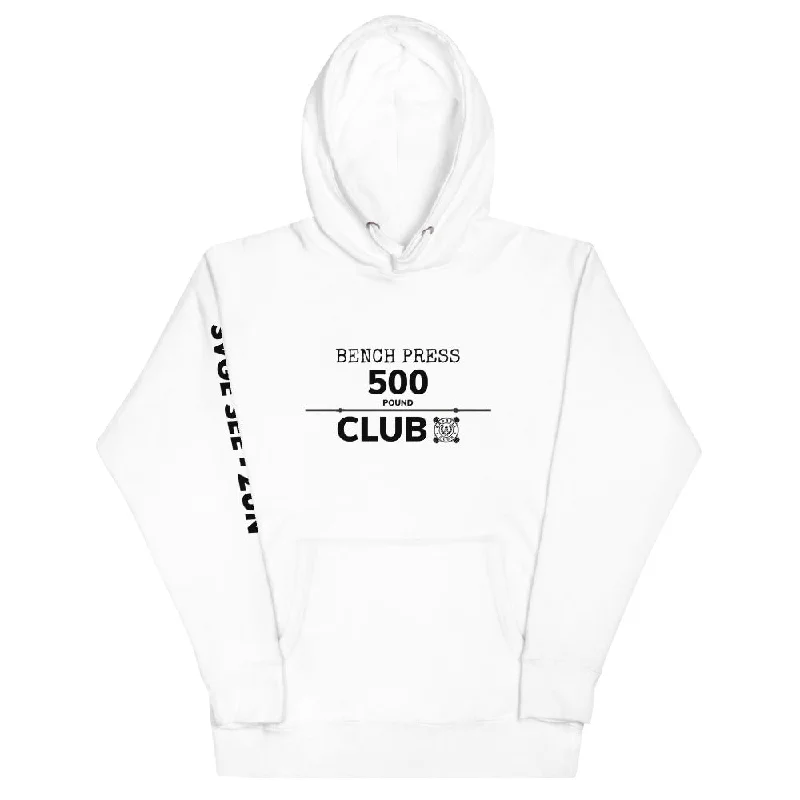 'Barbell Club' 500lb Bench Press Club Unisex Hoodie Hoodie with Elastic Cuffs Stretchable Comfortable 'Barbell Club' 500lb Bench Press Club Unisex Hoodie Hoodie with Elastic Cuffs Stretchable Comfortable
