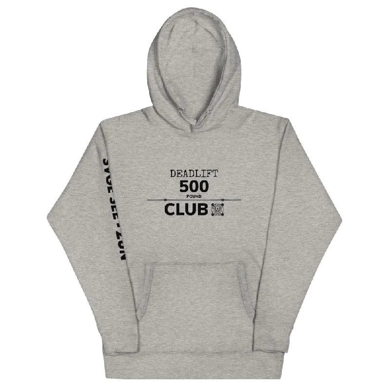 'Barbell Club' 500lb Deadlift Club Unisex Hoodie Hoodie with Hidden Zipper Minimalist Clean 'Barbell Club' 500lb Deadlift Club Unisex Hoodie Hoodie with Hidden Zipper Minimalist Clean