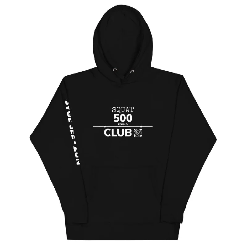 'Barbell Club' 500lb Squat Club Unisex Hoodie Hoodie with High-Low Hem Asymmetrical Trendy 'Barbell Club' 500lb Squat Club Unisex Hoodie Hoodie with High-Low Hem Asymmetrical Trendy