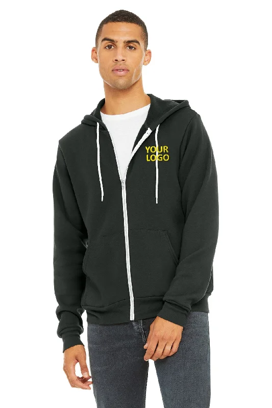 Bella Canvas Unisex Fleece Full-Zip Hoodie, Dark Grey Hoodie with Bell Sleeves Flared Feminine Bella Canvas Unisex Fleece Full-Zip Hoodie, Dark Grey Hoodie with Bell Sleeves Flared Feminine