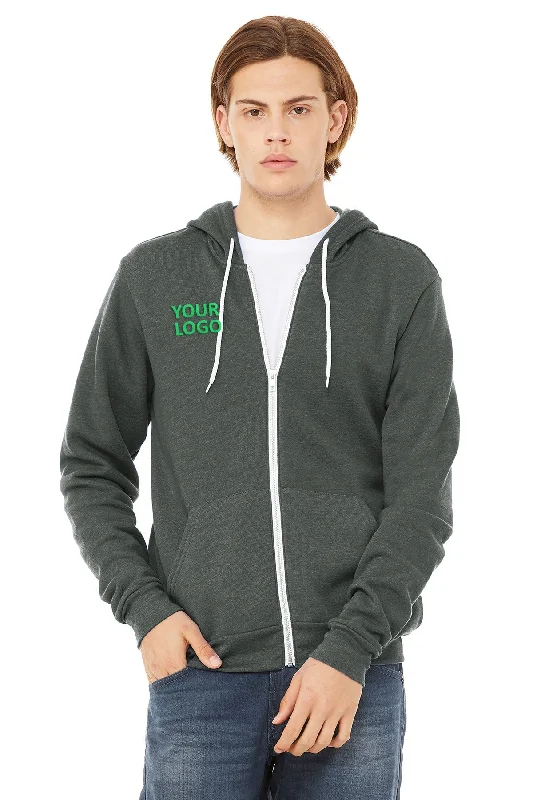Bella Canvas Unisex Fleece Full-Zip Hoodie, Deep Heather Hoodie with Ribbed Neckline Snug Warm Bella Canvas Unisex Fleece Full-Zip Hoodie, Deep Heather Hoodie with Ribbed Neckline Snug Warm