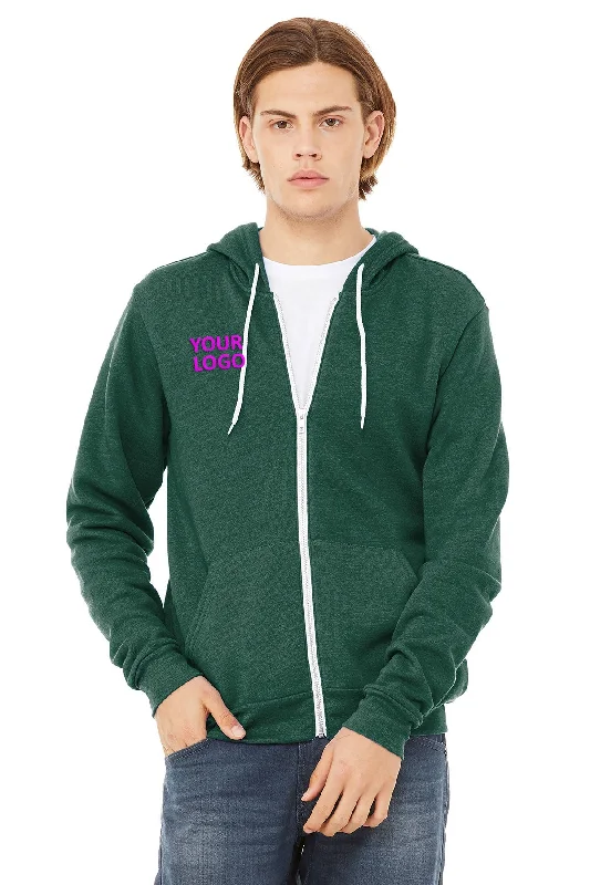 Bella Canvas Unisex Fleece Full-Zip Hoodie, Forest Hoodie with Mock Neck Collared Structured Bella Canvas Unisex Fleece Full-Zip Hoodie, Forest Hoodie with Mock Neck Collared Structured