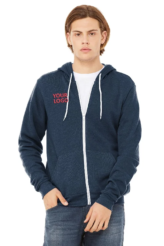 Bella Canvas Unisex Fleece Full-Zip Hoodie, Navy Hoodie with Double Zipper Versatile Adjustable Bella Canvas Unisex Fleece Full-Zip Hoodie, Navy Hoodie with Double Zipper Versatile Adjustable