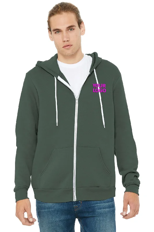 Bella Canvas Unisex Fleece Full-Zip Hoodie, Military Green Hoodie with Exposed Zipper Edgy Industrial Bella Canvas Unisex Fleece Full-Zip Hoodie, Military Green Hoodie with Exposed Zipper Edgy Industrial