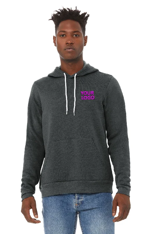 Bella Canvas Unisex Sponge Fleece Hoodie, Dark Grey Hoodie with Hem Patch Decorative Personalized Bella Canvas Unisex Sponge Fleece Hoodie, Dark Grey Hoodie with Hem Patch Decorative Personalized
