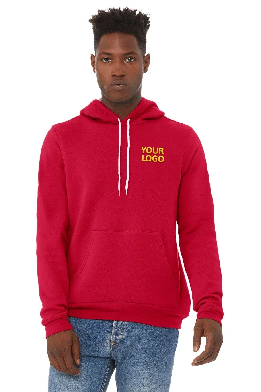 Bella Canvas Unisex Sponge Fleece Hoodie, Red Hoodie with Elastic Cuffs Stretchable Comfortable Bella Canvas Unisex Sponge Fleece Hoodie, Red Hoodie with Elastic Cuffs Stretchable Comfortable