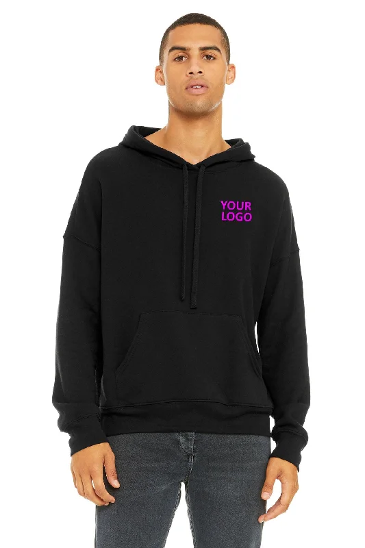 Bella Canvas Unisex Sponge Fleece Hoodie, Black Hoodie with Hem Embroidery Detailed Premium Bella Canvas Unisex Sponge Fleece Hoodie, Black Hoodie with Hem Embroidery Detailed Premium