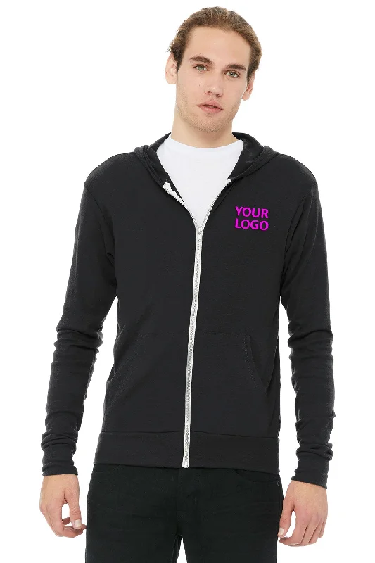 Bella Canvas Unisex Triblend Full-Zip Lightweight Hoodie, Solid Dark Grey Hoodie with Patch Decorative Personalized Bella Canvas Unisex Triblend Full-Zip Lightweight Hoodie, Solid Dark Grey Hoodie with Patch Decorative Personalized