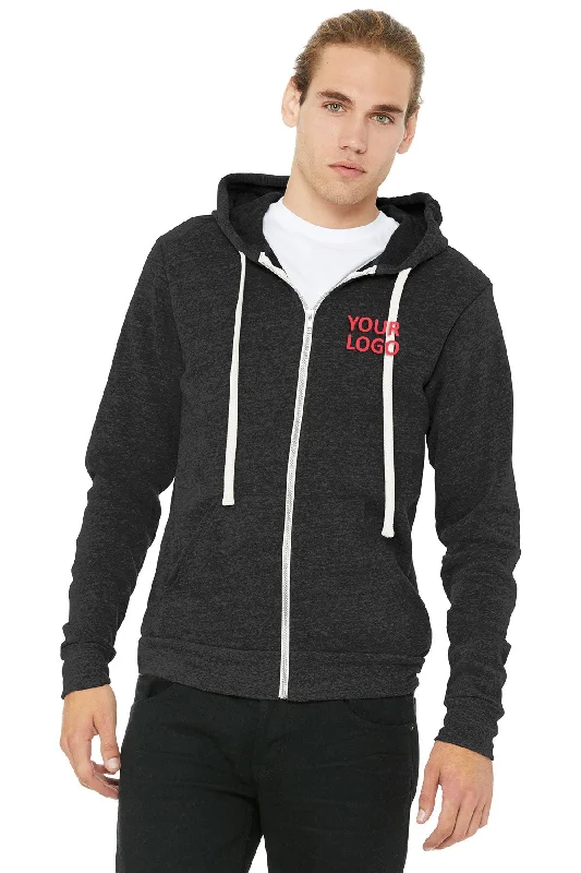 Bella Canvas Unisex Triblend Sponge Fleece Full-Zip Hoodie, Charcoal Black Hoodie with Color Block Contrast Stylish Bella Canvas Unisex Triblend Sponge Fleece Full-Zip Hoodie, Charcoal Black Hoodie with Color Block Contrast Stylish