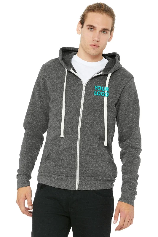 Bella Canvas Unisex Triblend Sponge Fleece Full-Zip Hoodie, Grey Hoodie with Mesh Breathable Sporty Bella Canvas Unisex Triblend Sponge Fleece Full-Zip Hoodie, Grey Hoodie with Mesh Breathable Sporty