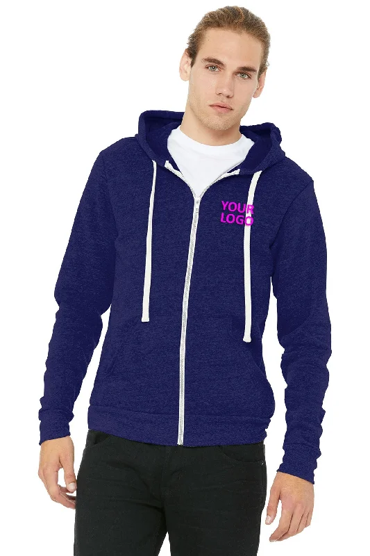 Bella Canvas Unisex Triblend Sponge Fleece Full-Zip Hoodie, Navy Hoodie with Reflective Safety Nightwear Bella Canvas Unisex Triblend Sponge Fleece Full-Zip Hoodie, Navy Hoodie with Reflective Safety Nightwear