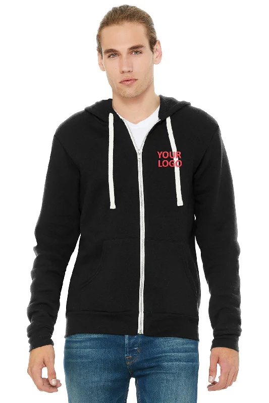 Bella Canvas Unisex Triblend Sponge Fleece Full-Zip Hoodie, Solid Black Hoodie with Pastel Soft Subtle Bella Canvas Unisex Triblend Sponge Fleece Full-Zip Hoodie, Solid Black Hoodie with Pastel Soft Subtle