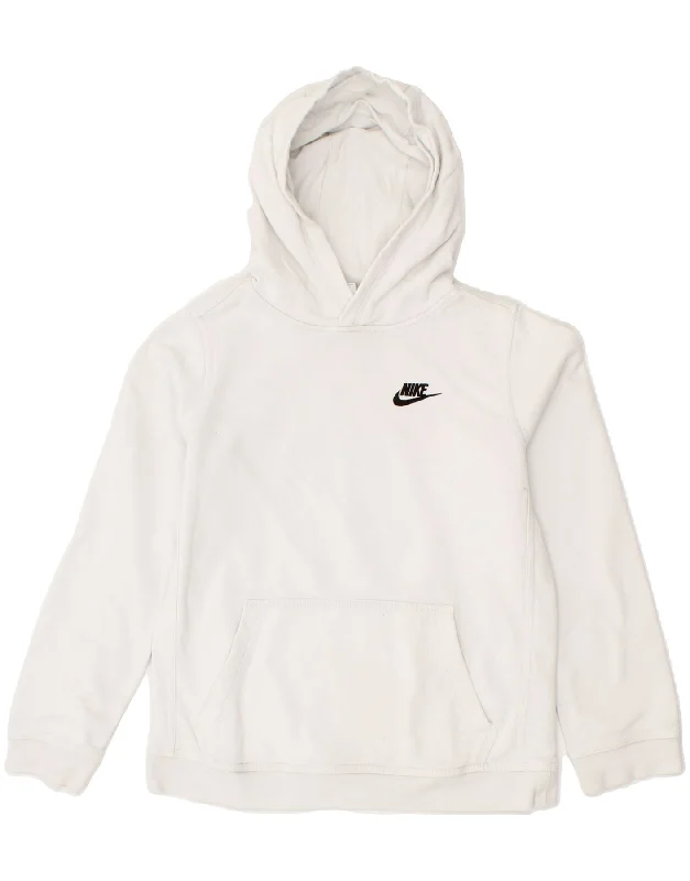 NIKE Boys Hoodie Jumper 12-13 Years Large White Cotton Hoodie with Ribbed Neckline Snug Warm NIKE Boys Hoodie Jumper 12-13 Years Large White Cotton Hoodie with Ribbed Neckline Snug Warm