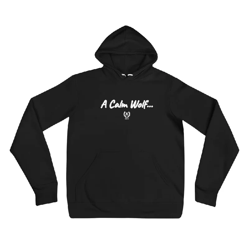 'Calm Wolf' Performance Pullover Hooded Sweatshirt Hoodie with Drawstring Waist Adjustable Fitted 'Calm Wolf' Performance Pullover Hooded Sweatshirt Hoodie with Drawstring Waist Adjustable Fitted