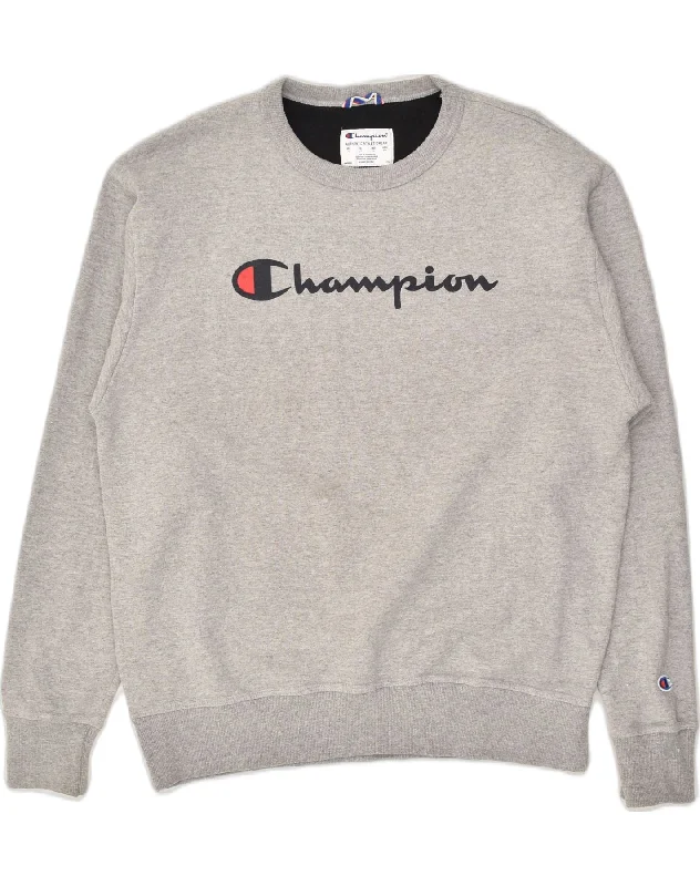 CHAMPION Mens Graphic Sweatshirt Jumper Large Grey